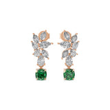 1.44Tcw Emerald Multi Cut Lab Grown Diamond 14K Fine Gold Dangle Earrings