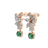 1.44Tcw Emerald Multi Cut Lab Grown Diamond 14K Fine Gold Dangle Earrings
