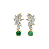 1.44Tcw Emerald Multi Cut Lab Grown Diamond 14K Fine Gold Dangle Earrings