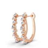 Lab Grown Diamond Linear Hoop Earring 14K Fine Gold 0.62Ct