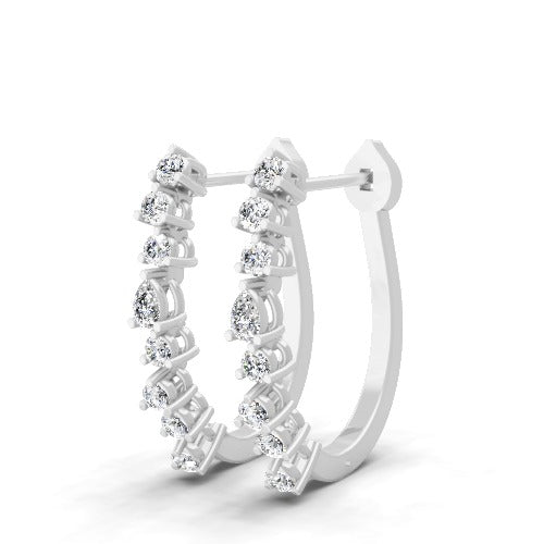 Lab Grown Diamond Linear Hoop Earring 14K Fine Gold 0.62Ct