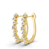 Lab Grown Diamond Linear Hoop Earring 14K Fine Gold 0.62Ct