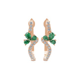 0.62Tcw Pear Emerald Lab Grown Diamond Bypass Hoop Earring 14K Fine Gold