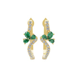 0.62Tcw Pear Emerald Lab Grown Diamond Bypass Hoop Earring 14K Fine Gold