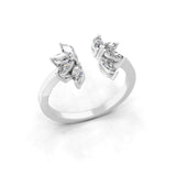 Adjustable Ring Floral Design Lab Grown Diamond 0.80Ct 14K Fine Gold