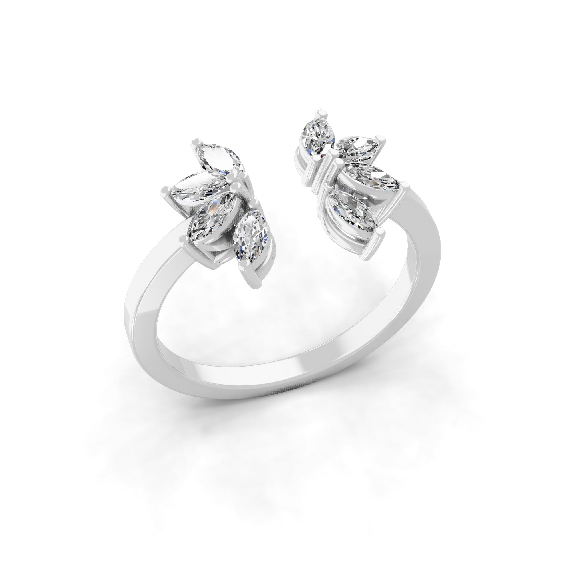 Adjustable Ring Floral Design Lab Grown Diamond 0.80Ct 14K Fine Gold