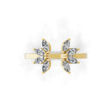 Adjustable Ring Floral Design Lab Grown Diamond 0.80Ct 14K Fine Gold