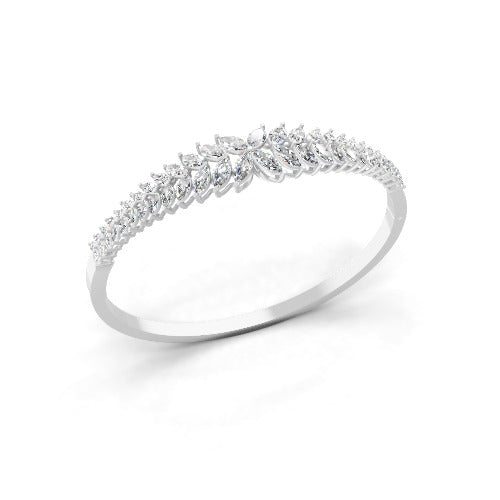 5.60Ct Lab Grown Diamond Marquise Shaped Bangle Bracelet 14K Fine Gold