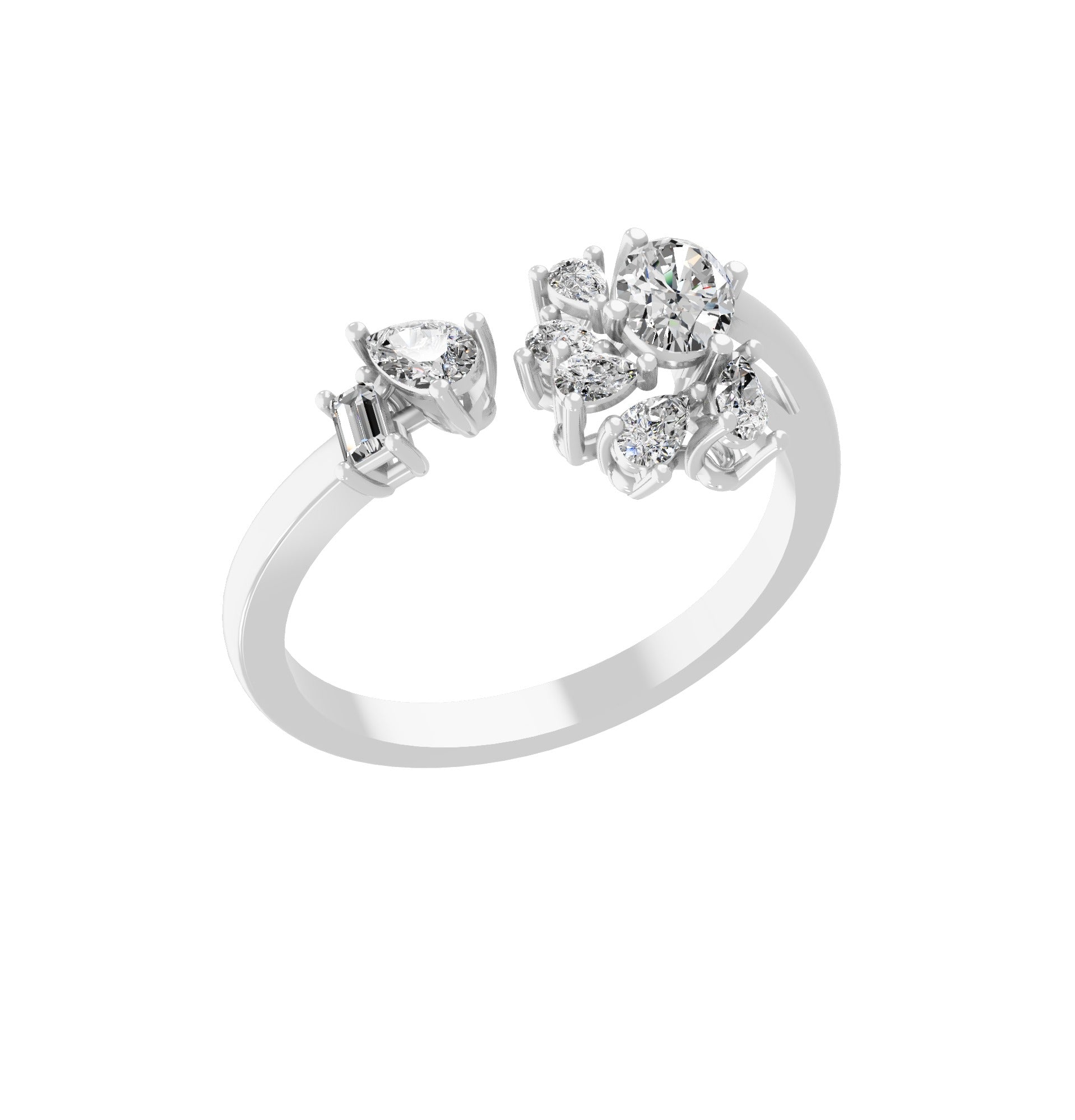 Multi Cut 14K Fine Gold Lab Grown Diamond Ring 0.65Ct