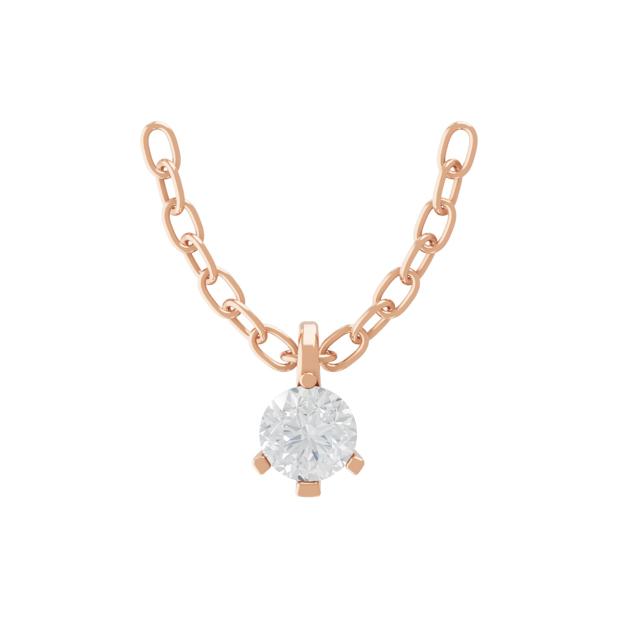 1.04Ct Lab Grown Round Cut Diamond 14K Fine Gold Solitaire Pendant Necklace