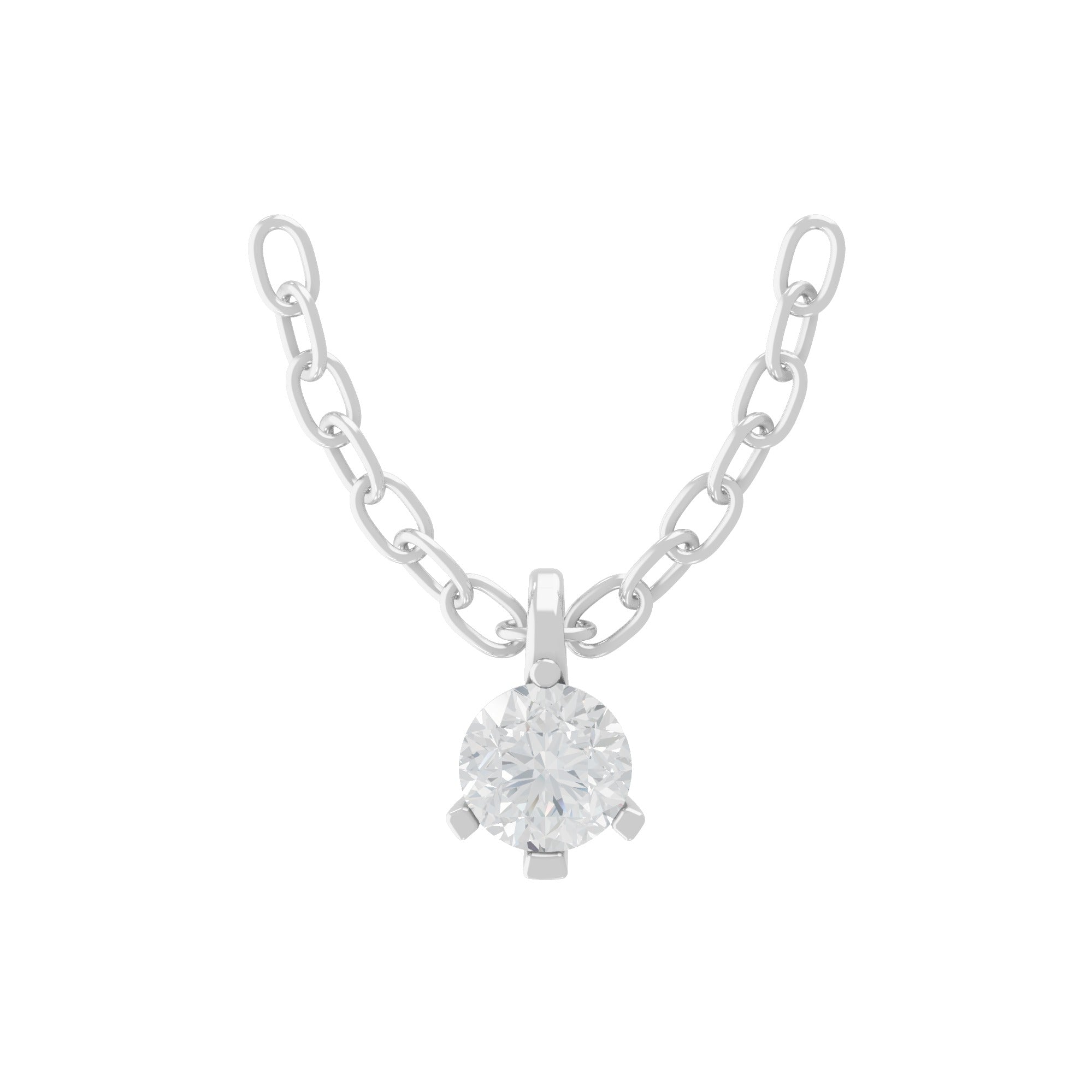 1.04Ct Lab Grown Round Cut Diamond 14K Fine Gold Solitaire Pendant Necklace