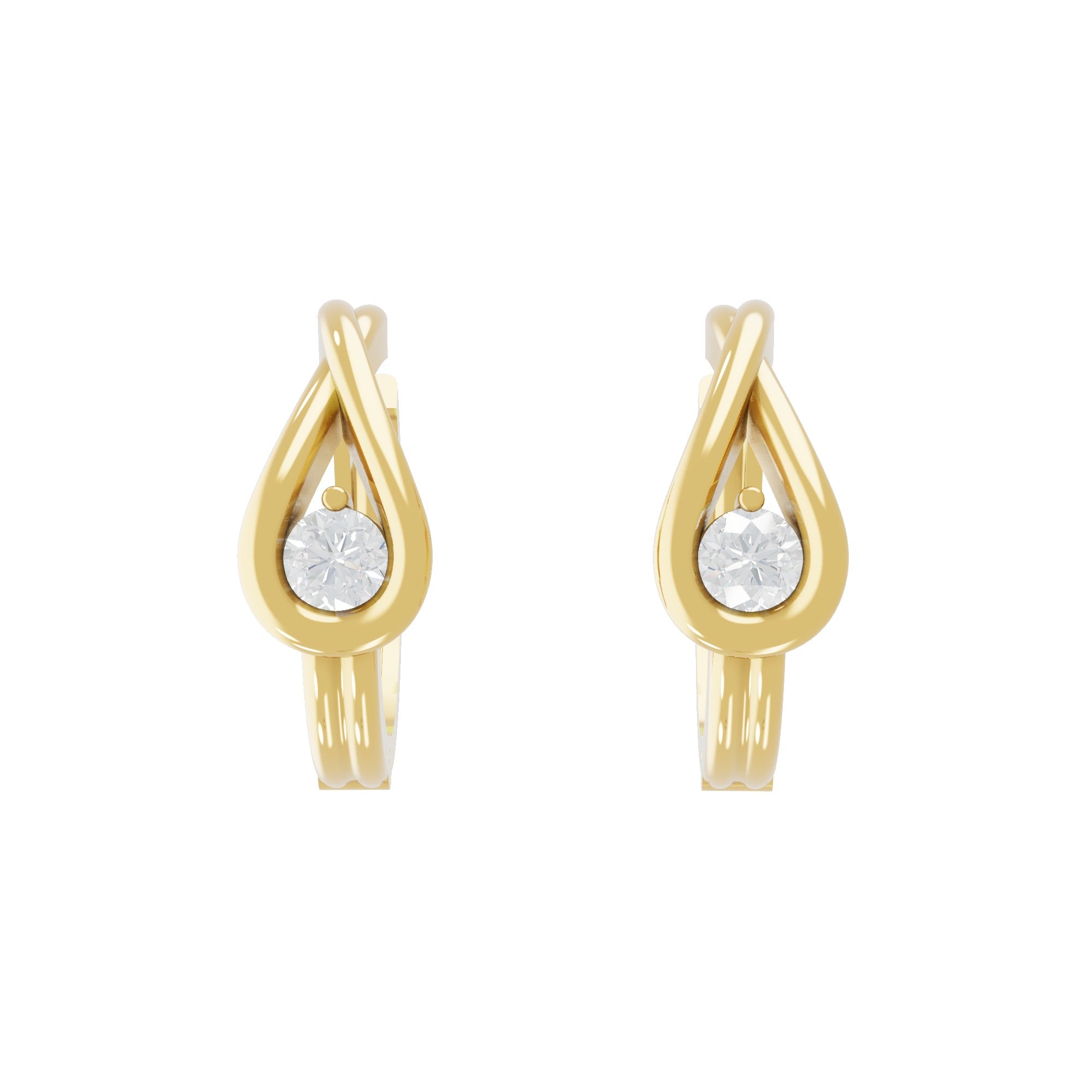 Teardrop Shape Solitaire Stud Earrings 0.20Ct 14K Fine Gold Lab Grown Diamond
