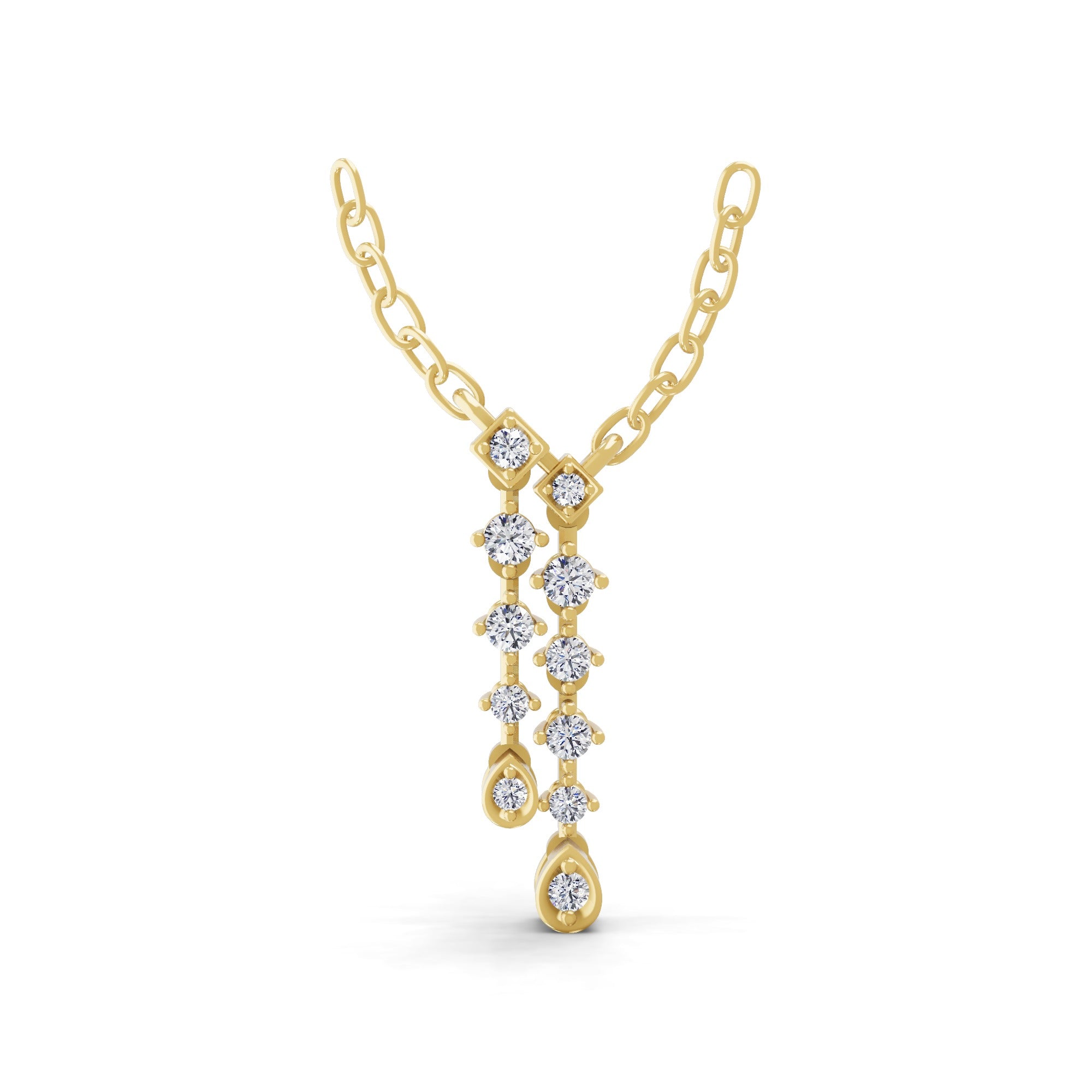 Lab Grown Round Cut Diamond 0.35Ct Pendant 14K Fine Gold Necklace