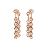 Lab Grown Round Diamond 14K Gold Geometric Design Dangle Earrings 0.42Ct