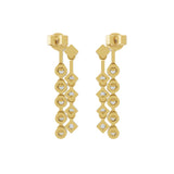 Lab Grown Round Diamond 14K Gold Geometric Design Dangle Earrings 0.42Ct