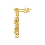Lab Grown Round Diamond 14K Gold Geometric Design Dangle Earrings 0.42Ct