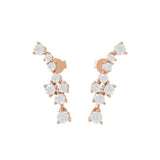 Lab Grown Diamond Round Cut Cuff Style 0.82Ct 14K Gold Ear Climber Earrings