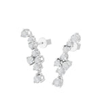 Lab Grown Diamond Round Cut Cuff Style 0.82Ct 14K Gold Ear Climber Earrings