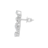 Lab Grown Diamond Round Cut Cuff Style 0.82Ct 14K Gold Ear Climber Earrings