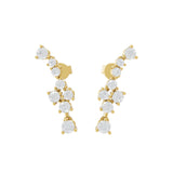 Lab Grown Diamond Round Cut Cuff Style 0.82Ct 14K Gold Ear Climber Earrings