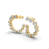 Matrix Hoop Earring Lab Grown Diamond 1.41Ct 14K Fine Gold