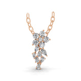Multi Shaped Lab Grown Diamond Floral Cluster Pendant Necklace 14K Fine Gold 0.90Ct