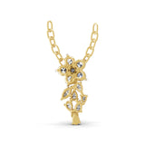 Multi Shaped Lab Grown Diamond Floral Cluster Pendant Necklace 14K Fine Gold 0.90Ct