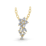Multi Shaped Lab Grown Diamond Floral Cluster Pendant Necklace 14K Fine Gold 0.90Ct