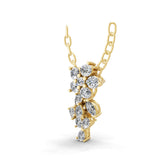 Multi Shaped Lab Grown Diamond Floral Cluster Pendant Necklace 14K Fine Gold 0.90Ct