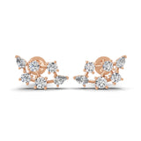0.85Ct Lab Grown Diamond Round Pear Cut Stud Earrings 14K Fine Gold