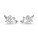 0.85Ct Lab Grown Diamond Round Pear Cut Stud Earrings 14K Fine Gold