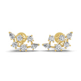 0.85Ct Lab Grown Diamond Round Pear Cut Stud Earrings 14K Fine Gold