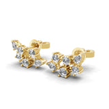 0.85Ct Lab Grown Diamond Round Pear Cut Stud Earrings 14K Fine Gold