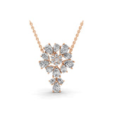 4.56Ct Flower Cluster Lab Grown Diamond Pendant Pear Round Cut 14K Gold Necklace