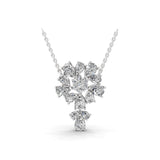 4.56Ct Flower Cluster Lab Grown Diamond Pendant Pear Round Cut 14K Gold Necklace