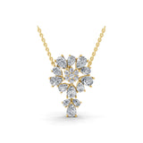 4.56Ct Flower Cluster Lab Grown Diamond Pendant Pear Round Cut 14K Gold Necklace