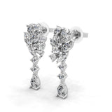 14K Fine Gold Multi Shape 4.77Ct Lab Grown Diamond Cluster Dangle Earrings