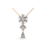 14K Fine Gold Pear Round Lab Grown Diamond Floral Cluster Design Pendant 1.06Ct
