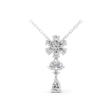 14K Fine Gold Pear Round Lab Grown Diamond Floral Cluster Design Pendant 1.06Ct