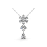 14K Fine Gold Pear Round Lab Grown Diamond Floral Cluster Design Pendant 1.06Ct