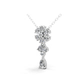 14K Fine Gold Pear Round Lab Grown Diamond Floral Cluster Design Pendant 1.06Ct