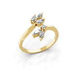 0.58Ct Multi Shape Lab Grown Diamond Bypass Ring 14K Fine Gold