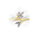0.58Ct Multi Shape Lab Grown Diamond Bypass Ring 14K Fine Gold