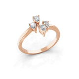 14K Fine Gold Pear Shaped Lab Grown Diamond Promise Ring 0.50Ct