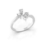 14K Fine Gold Pear Shaped Lab Grown Diamond Promise Ring 0.50Ct