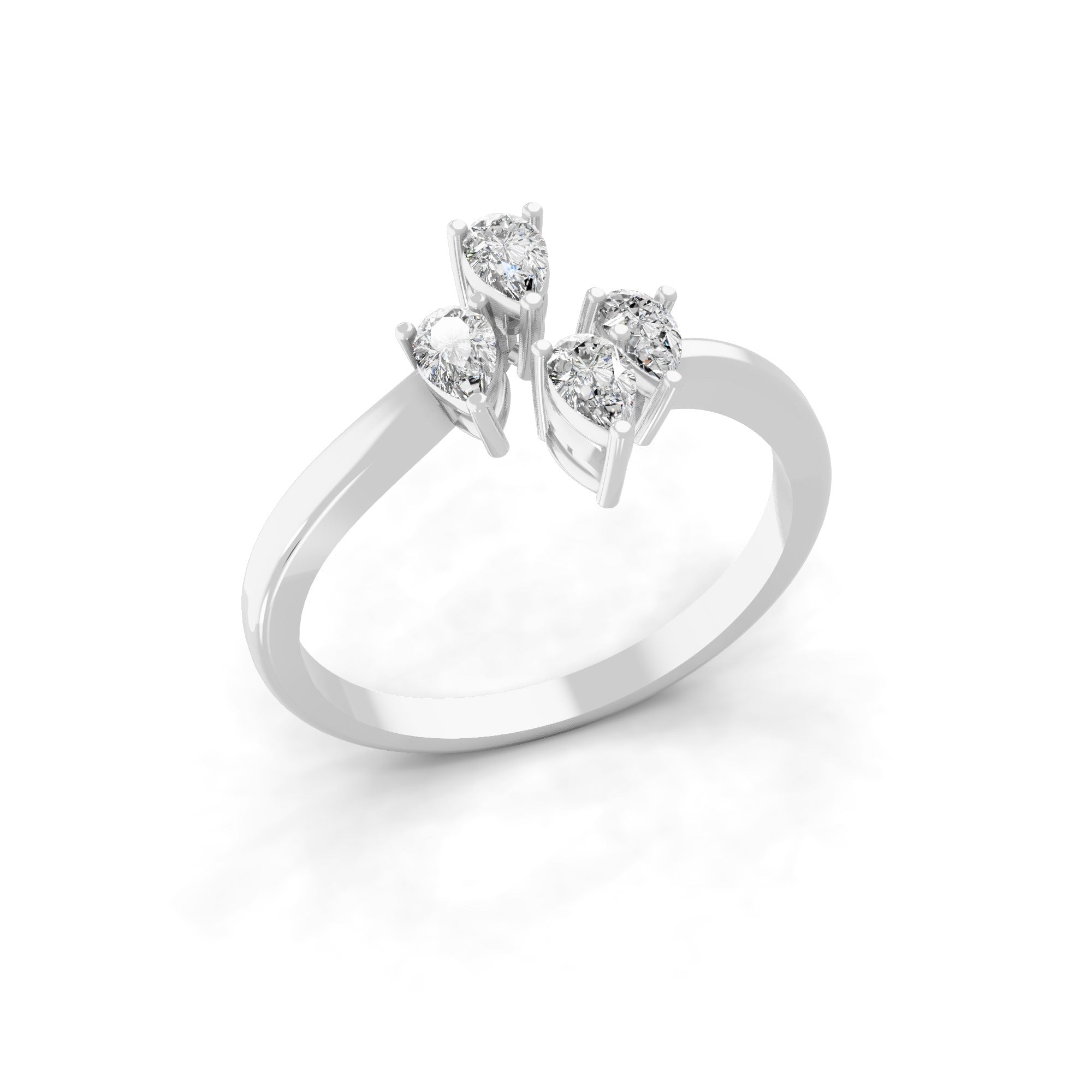 14K Fine Gold Pear Shaped Lab Grown Diamond Promise Ring 0.50Ct