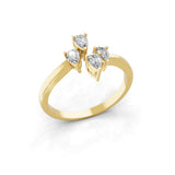 14K Fine Gold Pear Shaped Lab Grown Diamond Promise Ring 0.50Ct