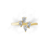 14K Fine Gold Pear Shaped Lab Grown Diamond Promise Ring 0.50Ct