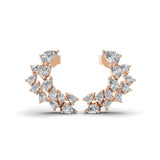 1.03Ct Pear Cut Lab Grown Diamond 14K Fine Gold Ear Climber Earrings