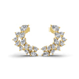 1.03Ct Pear Cut Lab Grown Diamond 14K Fine Gold Ear Climber Earrings